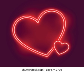 glowing neon hearts greeting for valentines day