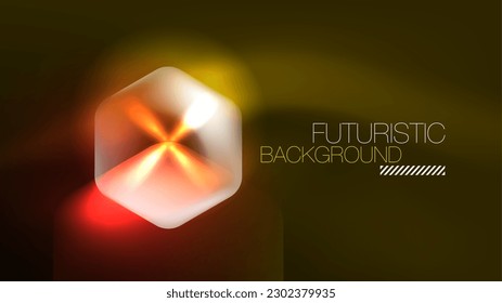 Glowing neon hexagons in dark space. Digital technology cyberspace hi-tech techno abstract background template