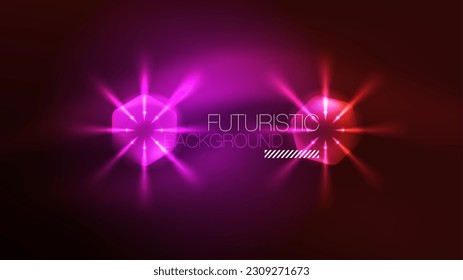 Glowing neon hexagons in dark space. Digital technology cyberspace hi-tech techno abstract background template