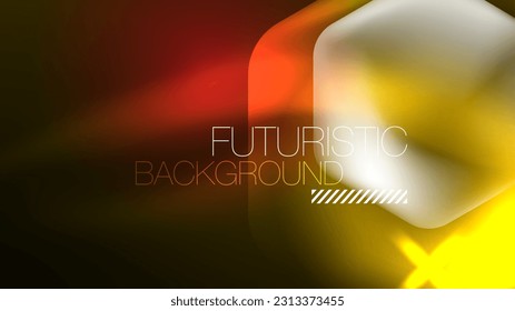 Leuchtende Neonhexagons im dunklen Raum. Digitale Technologie, Cyberspace High-Tech-abstrakter Hintergrund-Vorlage