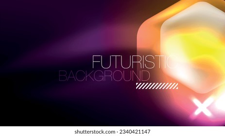 Glowing neon hexagons in dark space. Digital technology cyberspace hi-tech techno abstract background template