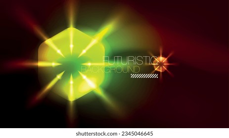 Glowing neon hexagons in dark space. Digital technology cyberspace hi-tech techno abstract background template