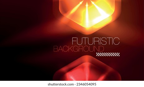 Hexagones de neón brillantes en el espacio oscuro. Plantilla de fondo abstracto de tecnología de alta tecnología para el ciberespacio en tecnología digital