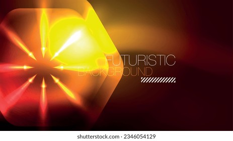 Glowing neon hexagons in dark space. Digital technology cyberspace hi-tech techno abstract background template