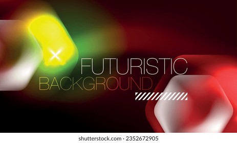 Glowing neon hexagons in dark space. Digital technology cyberspace hi-tech techno abstract background template