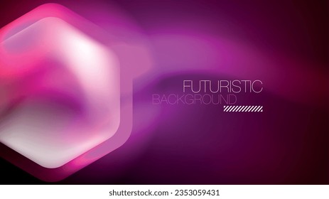 Glowing neon hexagons in dark space. Digital technology cyberspace hi-tech techno abstract background template
