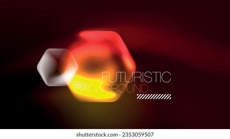 Hexagones de neón brillantes en el espacio oscuro. Plantilla de fondo abstracto de tecnología de alta tecnología para el ciberespacio en tecnología digital