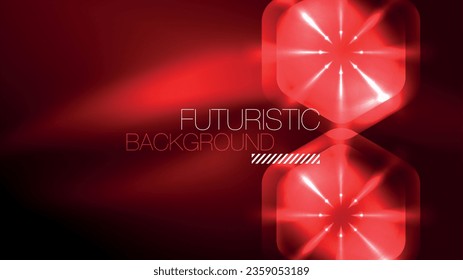Leuchtende Neonhexagons im dunklen Raum. Digitale Technologie, Cyberspace High-Tech-abstrakter Hintergrund-Vorlage