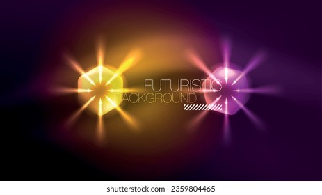 Leuchtende Neonhexagons im dunklen Raum. Digitale Technologie, Cyberspace High-Tech-abstrakter Hintergrund-Vorlage