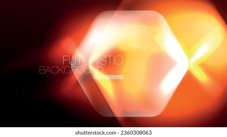 Hexagones de neón brillantes en el espacio oscuro. Plantilla de fondo abstracto de tecnología de alta tecnología para el ciberespacio en tecnología digital