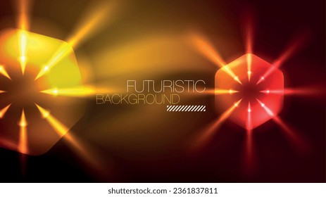 Glowing neon hexagons in dark space. Digital technology cyberspace hi-tech techno abstract background template