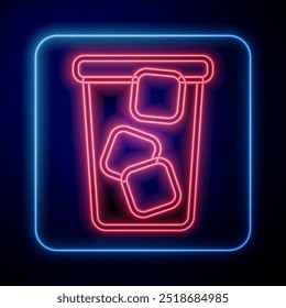 Glowing neon Ice tea icon isolated on black background. Iced tea.  Vector