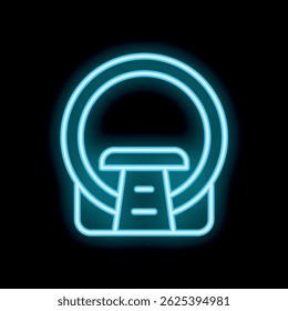 Glowing neon icon of an mri machine, representing medical imaging and diagnostic technology