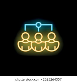 Glowing neon icon representing the concept of data sharing and network connectivity