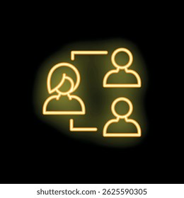Glowing neon icon representing people connecting on a social network