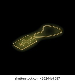 Glowing neon id card with a lanyard symbolizing identification, access, and security