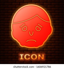 Glowing neon Inflammation on face icon isolated on brick wall background.  Vector Illustration