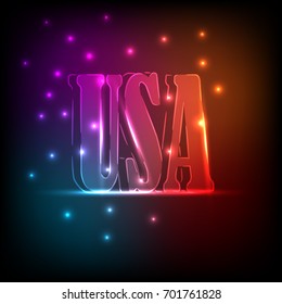 Glowing neon inscription "USA" vector