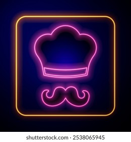 Glowing neon Italian cook icon isolated on black background.  Vector