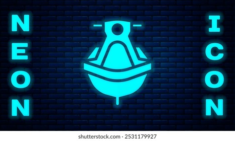 Glowing neon Jet ski icon isolated on brick wall background. Water scooter. Extreme sport.  Vector Illustration