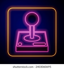 Glühender Neon Joystick für Arcade Machine Symbol einzeln auf schwarzem Hintergrund. Joystick-Gamepad.  Vektorgrafik