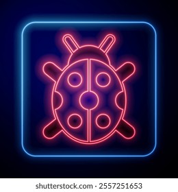 Glowing neon Ladybug icon isolated on black background.  Vector