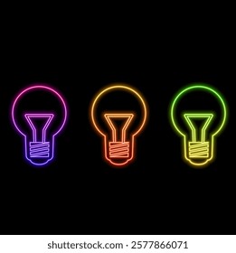 Glowing neon lamp with idea icon concept isolated on blue background. Symbol of energy and idea. Concept of inspiration..