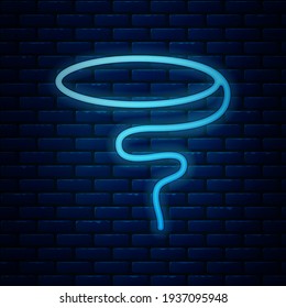 Glowing neon Lasso icon isolated on brick wall background.  Vector