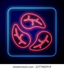 Glowing neon Leaf icon isolated Glowing neon background. Leaves sign. Fresh natural product symbol.  Vector