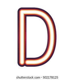 Glowing neon letter D