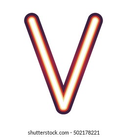 Glowing neon letter V