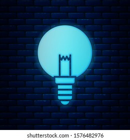 Glowing neon Light bulb with concept of idea icon isolated on brick wall background. Energy and idea symbol. Inspiration concept.  Vector Illustration