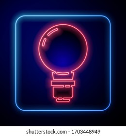 Glowing neon Light bulb with concept of idea icon isolated on blue background. Energy and idea symbol. Inspiration concept.  Vector Illustration