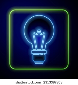 Glowing neon Light bulb with concept of idea icon isolated on blue background. Energy and idea symbol. Inspiration concept.  Vector