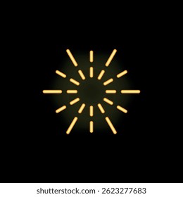 Efeito de luz de néon brilhante expandindo do centro em um plano de fundo preto