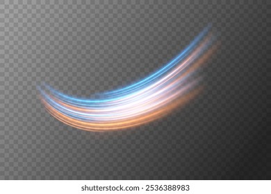 Linhas de luz neon brilhantes. Estrada leve e efeito de vórtice. Ilustração vetorial EPS10
