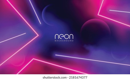 glowing neon light lines with smoke effect