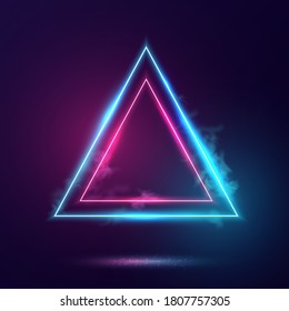 Glowing neon lighting frame with cyan and pink background.