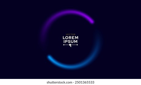 Glowing Neon Lights Abstract Background. Blue and Purple Color Moving Light Particles Trails Circle Shaped Frame. Vector Illustration.