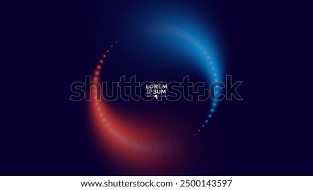 Glowing Neon Lights Abstract Background. Blue and Purple Color Moving Light Particles Trails Circle Shaped Frame. Vector Illustration.