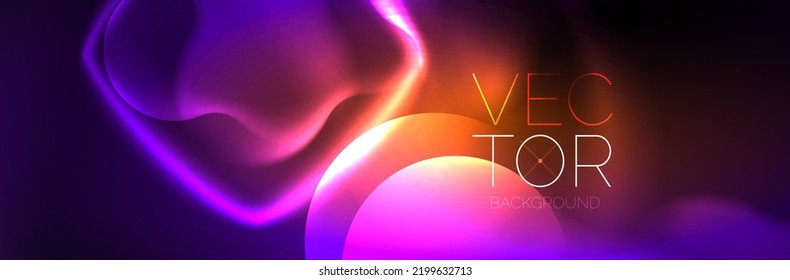 Composición de formas abstractas de luces de neón brillantes. Concepto de energía mágica. Plantilla para papel de pared, pancarta, fondo o aterrizaje