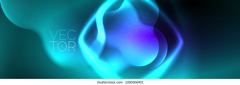 Composición de formas abstractas de luces de neón brillantes. Concepto de energía mágica. Plantilla para papel de pared, pancarta, fondo o aterrizaje
