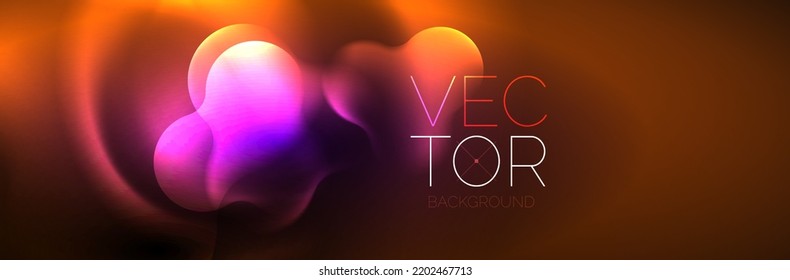 Glowing neon lights abstract shapes composition. Magic energy concept. Template for wallpaper, banner, background or landing