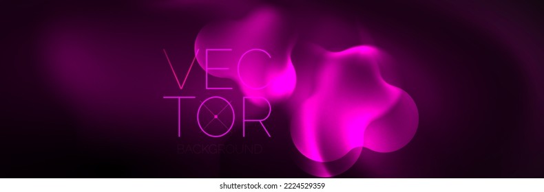 Glowing neon lights abstract shapes composition. Magic energy concept. Template for wallpaper, banner, background or landing