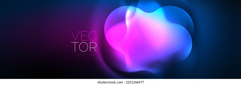 Glowing neon lights abstract shapes composition. Magic energy concept. Template for wallpaper, banner, background or landing