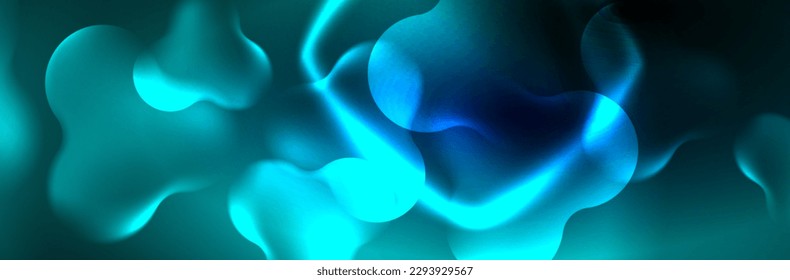 Glowing neon lights abstract shapes composition. Magic energy concept. Template for wallpaper, banner, background or landing