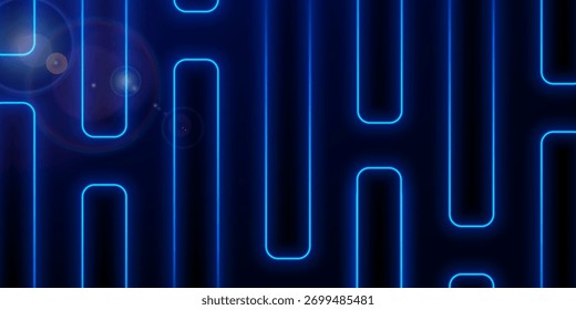 Glowing Neon Lights Line Abstract Banner Wallpaper Background.