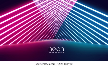 glowing neon lights stage pathway background design