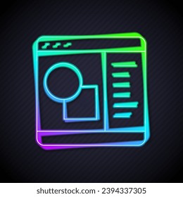 Glowing neon line 3D printer software icon isolated on black background. 3d printing.  Vector