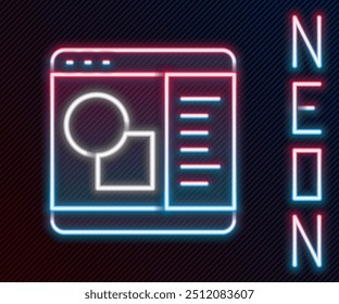 Glowing neon line 3D printer software icon isolated on black background. 3d printing. Colorful outline concept. Vector